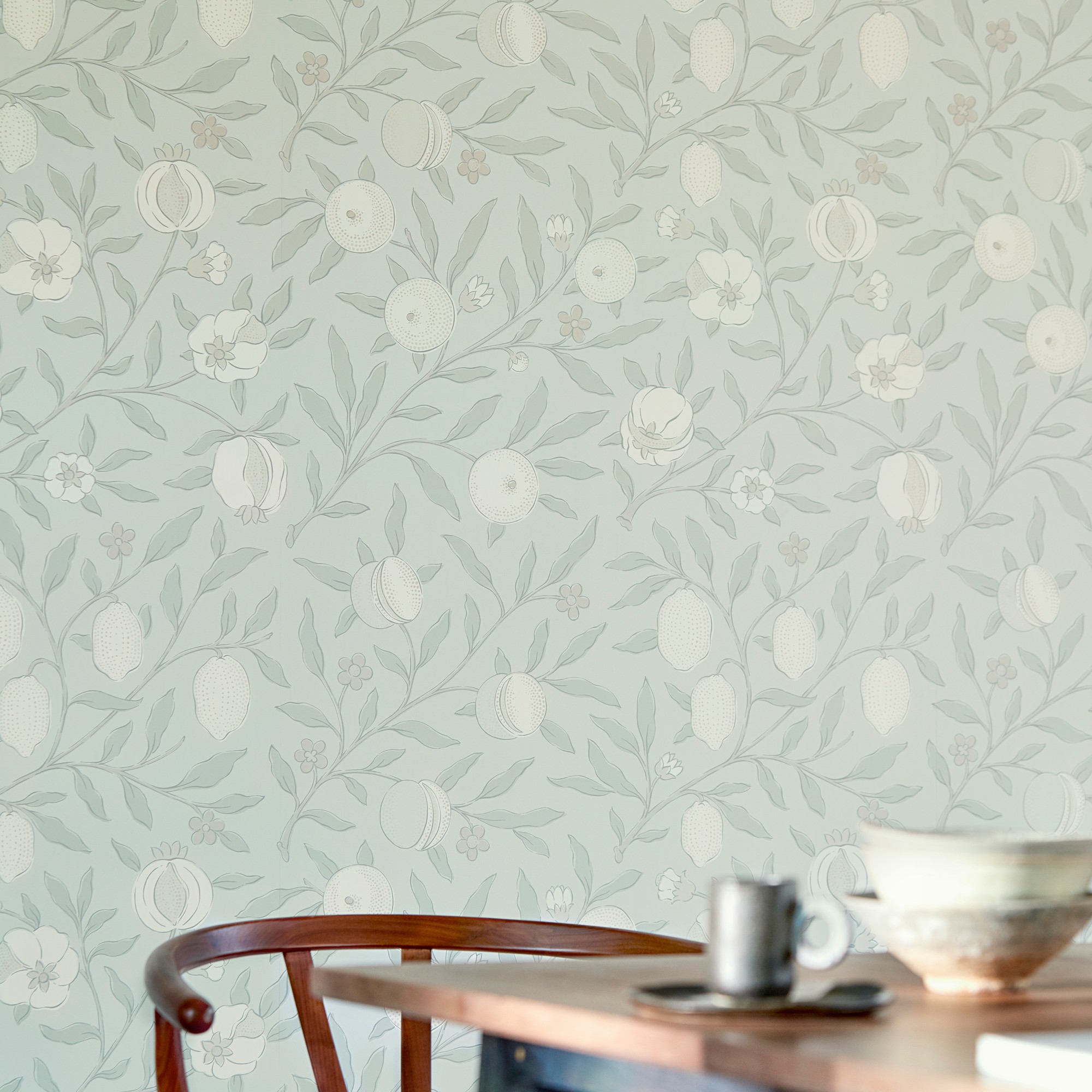 Pure Fruit Wallpaper 216540 By Morris Co In Grey Blue